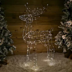 1.14m Outdoor Light Up Reindeer Christmas Decoration With Twinkling Warm White LEDs