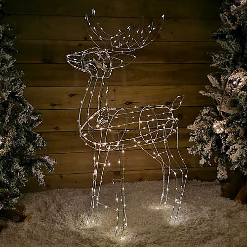 1.14m Outdoor Light Up Reindeer Christmas Decoration With Twinkling Warm White LEDs 1 1.14m Outdoor Light Up Reindeer Christmas Decoration With Twinkling Warm White LEDs