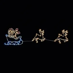 1.2m Flashing Chasing Christmas Santa Sleigh And Reindeer With 190 Red White And Blue Pin Wire LED