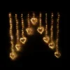 1.2m Premier Christmas Static Heart LED Silver Pin Wire V Curtain Lights In Warm White