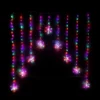1.2m Premier Christmas Static Snowflake LED Silver Pin Wire V Curtain Lights In Rainbow