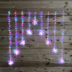 1.2m Premier Christmas Static Snowflake LED Silver Pin Wire V Curtain Lights In Rainbow -Deals Christmas Decor Store 1 2m premier christmas static snowflake led silver pin wire v curtain lights in rainbow5056589182403 04c MP