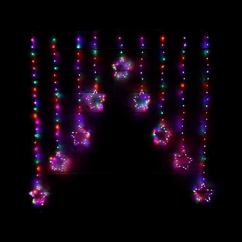 1.2m Premier Christmas Static Star LED Silver Pin Wire V Curtain Lights In Rainbow 1 1.2m Premier Christmas Static Star LED Silver Pin Wire V Curtain Lights In Rainbow