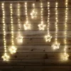 1.2m Premier Christmas Static Star LED Silver Pin Wire V Curtain Lights In Warm White
