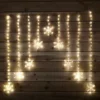 1.2m X 1.2m Premier Christmas Static Snowflake LED Silver Pin Wire V Curtain Lights In Warm White