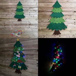 1.3m 33pcs DIY Felt Christmas Tree With Hook & Loop Decorations And 50 Multicoloured LEDs