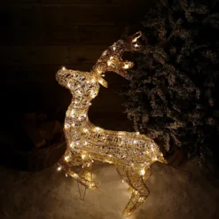 1.5m LED Indoor Outdoor Acrylic Standing Reindeer Christmas Decoration In Warm White
