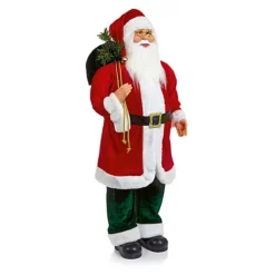 100cm Standing Indoor Santa Claus / Father Christmas With Sack Plush Decoration