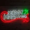 102 X 44cm Merry Christmas Red & White Rope Light Silhouette With Flashing Green Holly Leaves