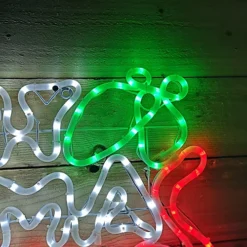 102 X 44cm Merry Christmas Red & White Rope Light Silhouette With Flashing Green Holly Leaves -Deals Christmas Decor Store 102 x 44cm merry christmas red white rope light silhouette with flashing green holly leaves5056589182854 04c MP