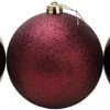10cm/6Pcs Christmas Baubles Shatterproof Burgundy,Tree Decorations
