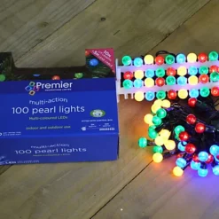 10m 100 LED Premier Multi Action Outdoor Pearl Christmas Lights Multi Coloured