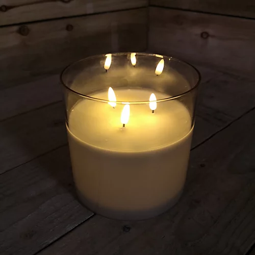 15 X 15cm Triple Flame Real Wax Christmas Candle In Smoke Grey Glass With Timer, Dimmer And Remote 4 15 X 15cm Triple Flame Real Wax Christmas Candle In Smoke Grey Glass With Timer, Dimmer And Remote - Image 4