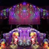 1500 Warm White ICICLE LED Lights Green Cable With 8 Effects Multifunction Auto Memory Indoor/Outdoor Christmas