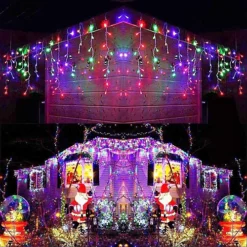 1500 Warm White ICICLE LED Lights Green Cable With 8 Effects Multifunction Auto Memory Indoor/Outdoor Christmas