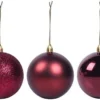 15cm/3Pcs Christmas Baubles Shatterproof Burgundy,Tree Decorations