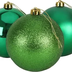 15cm/3Pcs Christmas Baubles Shatterproof Dark Green,Tree Decorations