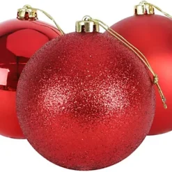 15cm/3Pcs Christmas Baubles Shatterproof Red,Tree Decorations