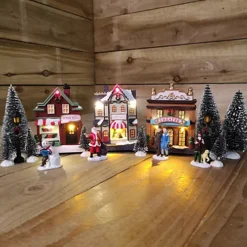 17 Piece Battery Operated Victorian Christmas Lit Winter Village Scene