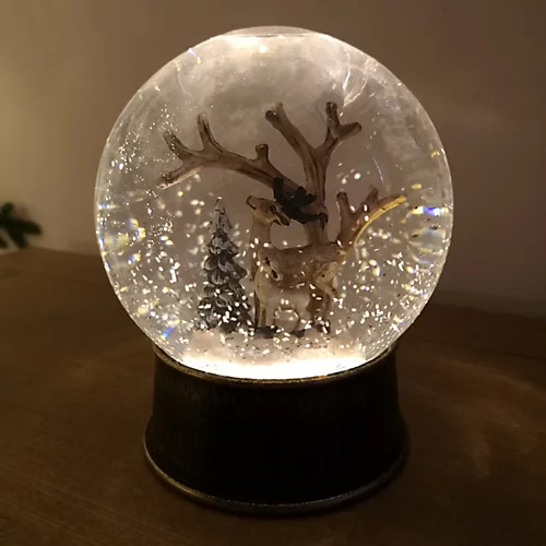 18cm Snowtime Dual Power LED Christmas Glitter Water Spinner Snow Globe Reindeer Scene 1 18cm Snowtime Dual Power LED Christmas Glitter Water Spinner Snow Globe Reindeer Scene