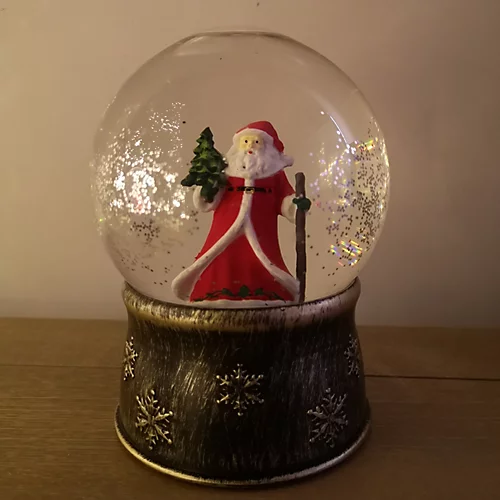 18cm Snowtime Dual Power LED Christmas Glitter Water Spinner Snow Globe Santa Scene 2 18cm Snowtime Dual Power LED Christmas Glitter Water Spinner Snow Globe Santa Scene - Image 2