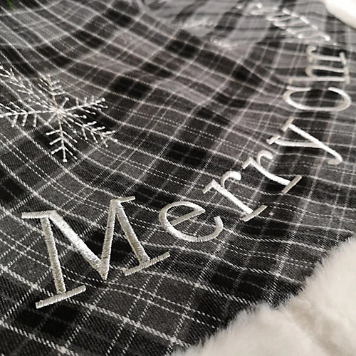 1m Luxury Embroided Grey Christmas Tree Skirt Felt Plaid Fluffy Apron 2 1m Luxury Embroided Grey Christmas Tree Skirt Felt Plaid Fluffy Apron - Image 2