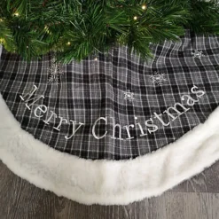 1m Luxury Embroided Grey Christmas Tree Skirt Felt Plaid Fluffy Apron 7 1m Luxury Embroided Grey Christmas Tree Skirt Felt Plaid Fluffy Apron -Deals Christmas Decor Store 1m luxury embroided grey christmas tree skirt felt plaid fluffy apron5060907225062 04c MP