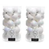 2 X 30 White Iridescent Christmas Baubles Shatterproof Tree Decor Glitter Shiny Iris