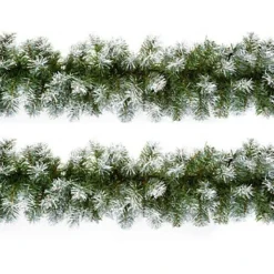 2 X Artificial Christmas Garland Snow Tipped Green Garland Premier Decor 2.7M
