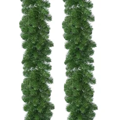 2 X Everlands Plain Artificial Christmas Imperial Garland Indoor And Outdoor 270cm X 20cm
