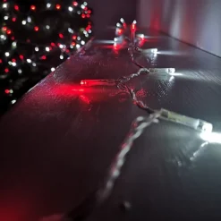 200 LED 16m Premier Christmas Outdoor Function Lights Timer Clear Cable In Red & White