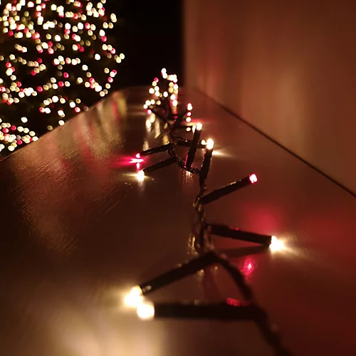 2000 LED 50m Premier TreeBrights Indoor Outdoor Christmas Multi Function Mains Operated String Lights Timer Red & Vintage Gold