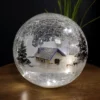 20cm Festive Christmas Crackle Effect Glass Lodge Scene LED Light Ball