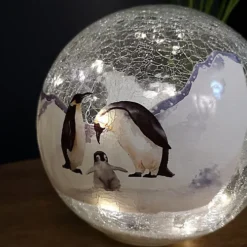 20cm Festive Christmas LED Crackle Effect Glass Penguin Scene Ball -Deals Christmas Decor Store 20cm festive christmas led crackle effect glass penguin scene ball5020244293483 03c MP