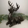 23cm Bronze Effect Sitting Christmas Reindeer Ornament