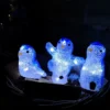23cm Set Of 3 Acrylic Ice White LED Penguins Indoor Outdoor Christmas Decoration