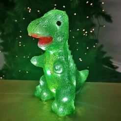 24.5cm LED Acrylic Green Dinosaur Christmas Decoration
