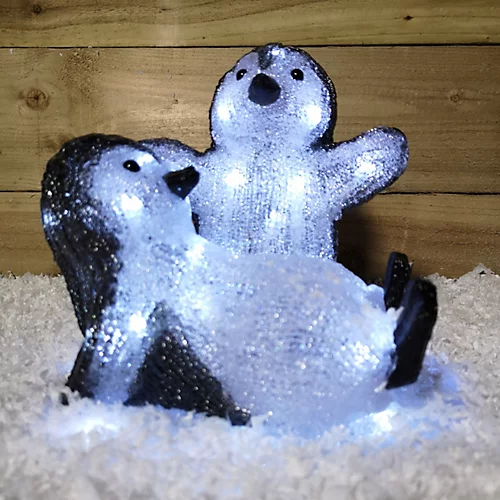 25cm Frosted Acrylic LED Penguins Playing Christmas Indoor Outdoor Decoration 1 25cm Frosted Acrylic LED Penguins Playing Christmas Indoor Outdoor Decoration