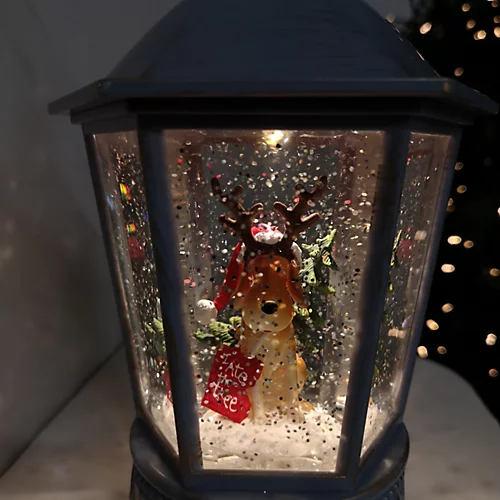 26cm Snowtime Dual Power LED Christmas Glitter Water Spinner Black Lantern Cute Dog Scene 2 26cm Snowtime Dual Power LED Christmas Glitter Water Spinner Black Lantern Cute Dog Scene - Image 2