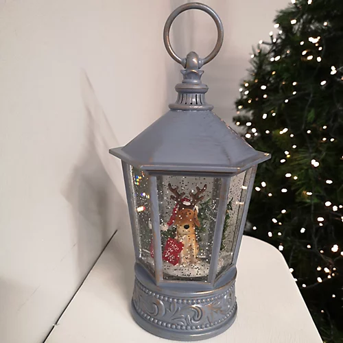 26cm Snowtime Dual Power LED Christmas Glitter Water Spinner Black Lantern Cute Dog Scene 3 26cm Snowtime Dual Power LED Christmas Glitter Water Spinner Black Lantern Cute Dog Scene - Image 3