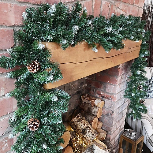 270cm (9ft) X 25cm Snow Tipped King Fir Christmas Garland With Pine Cones 2 270cm (9ft) X 25cm Snow Tipped King Fir Christmas Garland With Pine Cones - Image 2