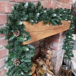 270cm X 25cm Samuel Alexander Snow King Fir Christmas Garland With Pine Cones