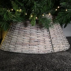 28/57cm Everlands KD Willow Christmas Tree Skirt Wicker Rattan - Small Grey Wash
