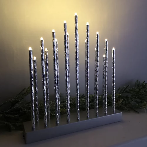 29cm Premier Christmas Candlebridge With 17 LEDs In Silver Aluminium Battery Operated 2 29cm Premier Christmas Candlebridge With 17 LEDs In Silver Aluminium Battery Operated - Image 2