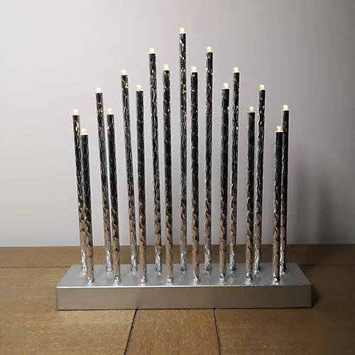 29cm Premier Christmas Candlebridge With 17 LEDs In Silver Aluminium Battery Operated 3 29cm Premier Christmas Candlebridge With 17 LEDs In Silver Aluminium Battery Operated - Image 3