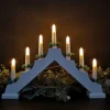 29cm Snow White Christmas Candlebridge With 7 Bulbs In White Wood Mains Operated