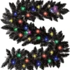 2m Prelit Imperial Pine Black W/Multicolour Leds Christmas Christmas Garland