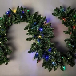 2m Prelit Imperial Pine Green W/Multicolour Leds Christmas Christmas Garland