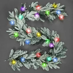 2m Prelit Lapland Fir Snow Flock W/Multicolour Christmas Christmas Garland
