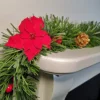 2m X 15cm Festive Christmas Green Tinsel Garland With Poinsettia, Berries And Pine Cones